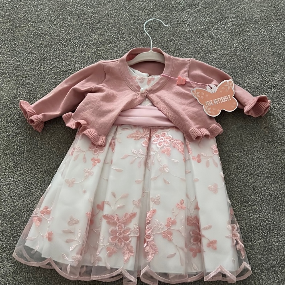 Flower dress with cardigan
